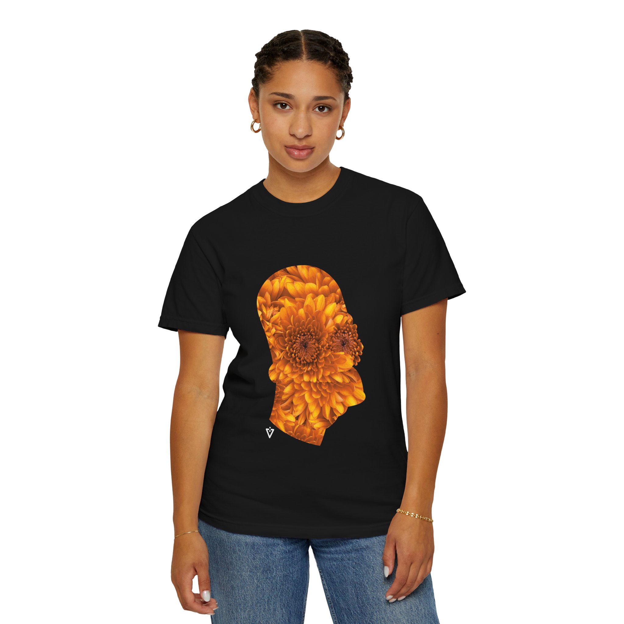 Floral Profile Unisex Garment-Dyed T-Shirt